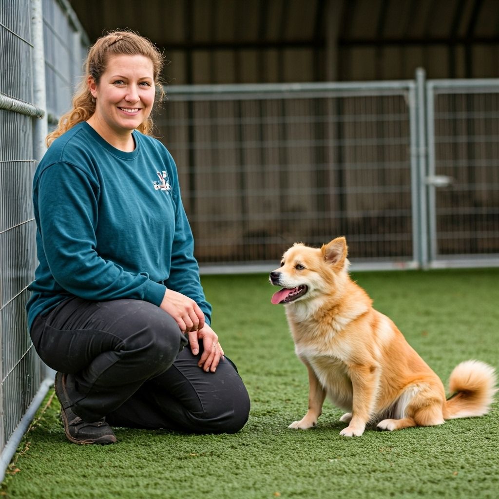Cães felizes com treinador